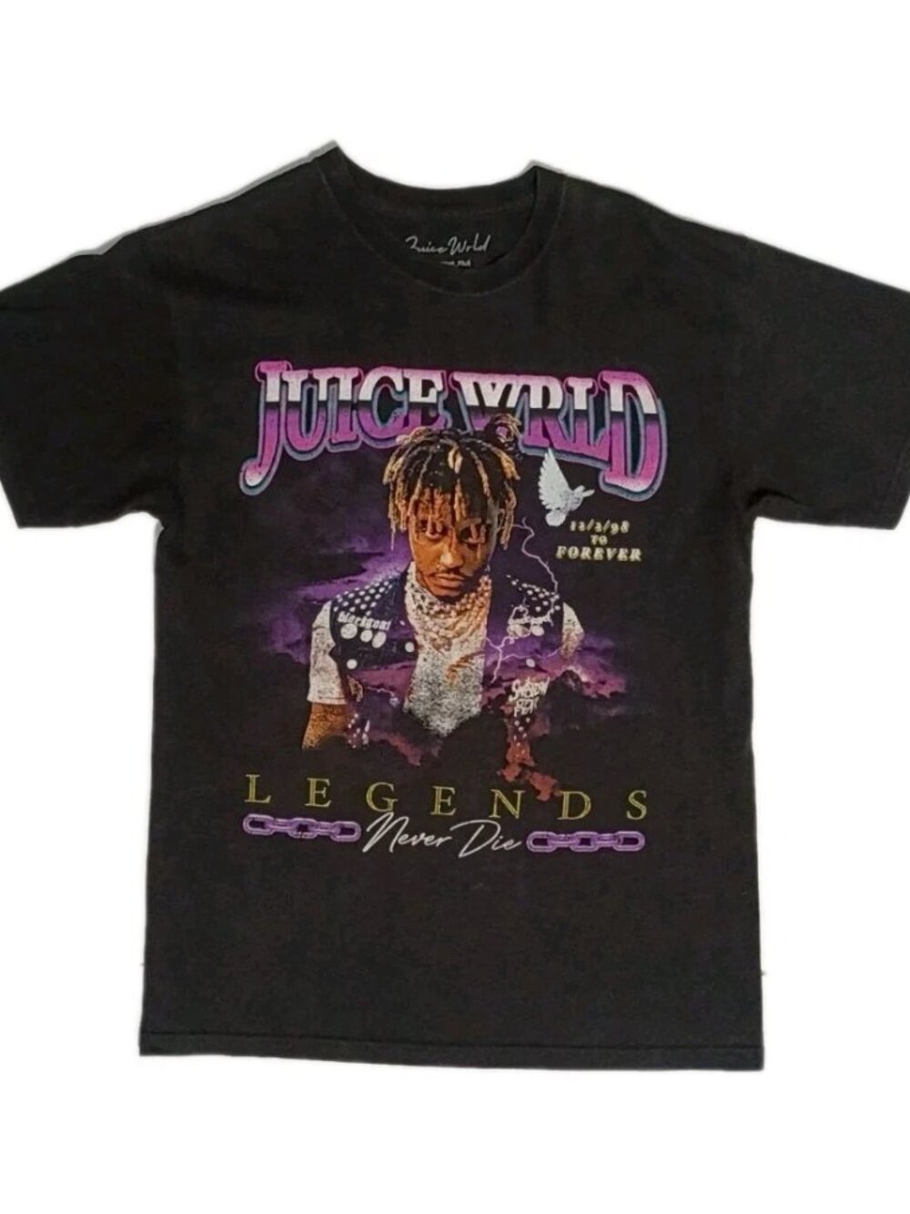 Juice WRLD T-Shirt Legends Never Die RIP Tribute Hip Hop Rap Graphic Tee Medium